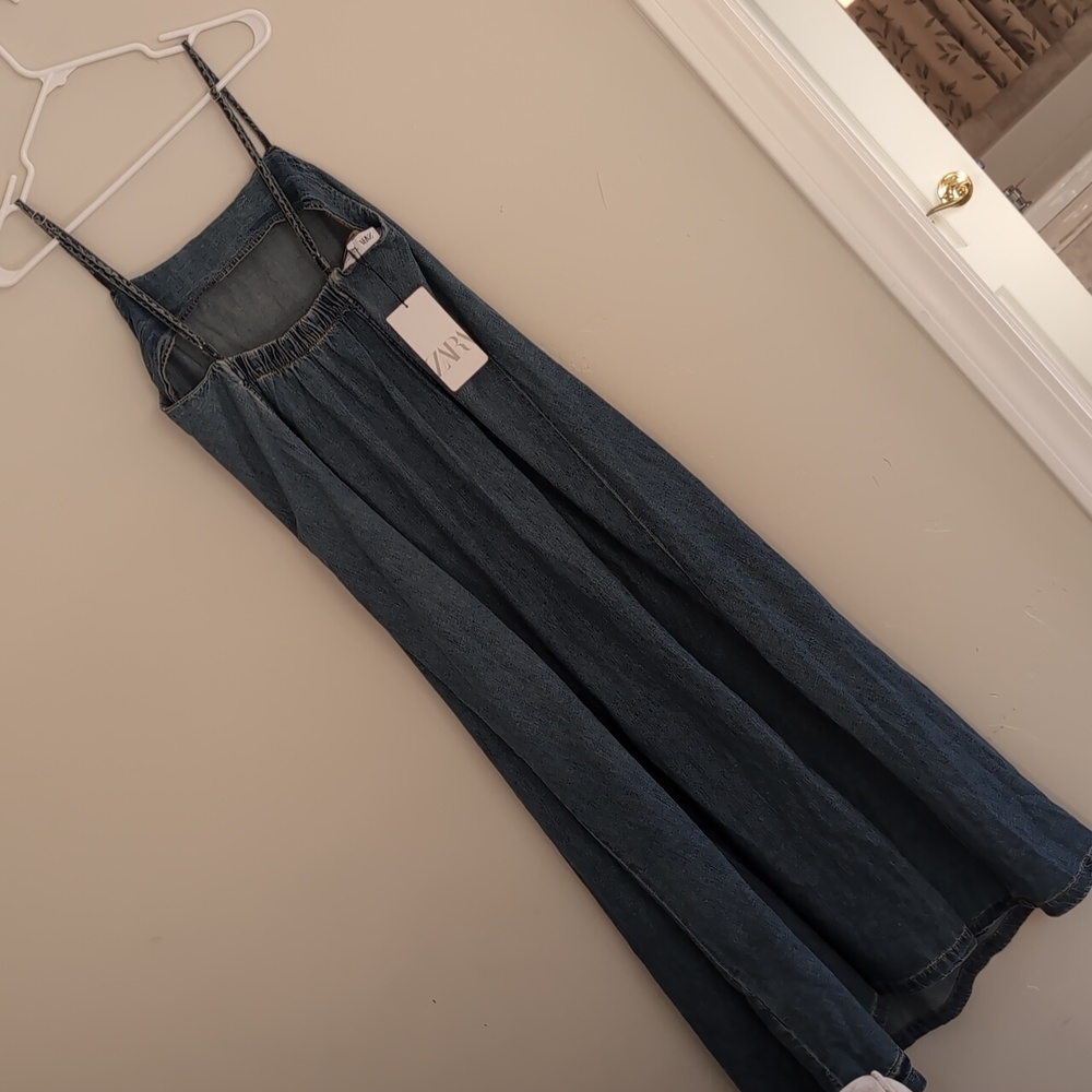 Zara Women TRF DENIM Strappy MIDI MAXI DRESS - Blue M XL 8197/184 NWT - Picture 12 of 14